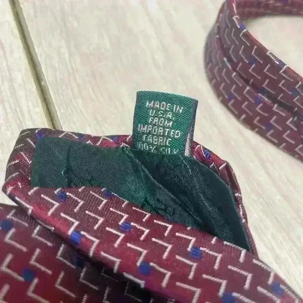 Vintage Lauren‎ Ralph Mens 100% Silk Neck Tie Red/Blue Geometric Careerwear